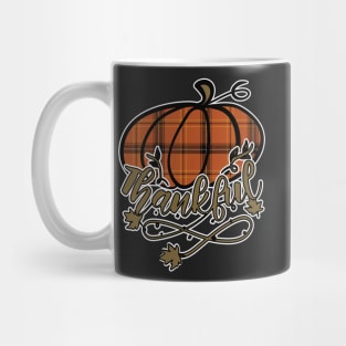 Thankful Plaid Pumpkin, Vintage Autumn Fall Mug